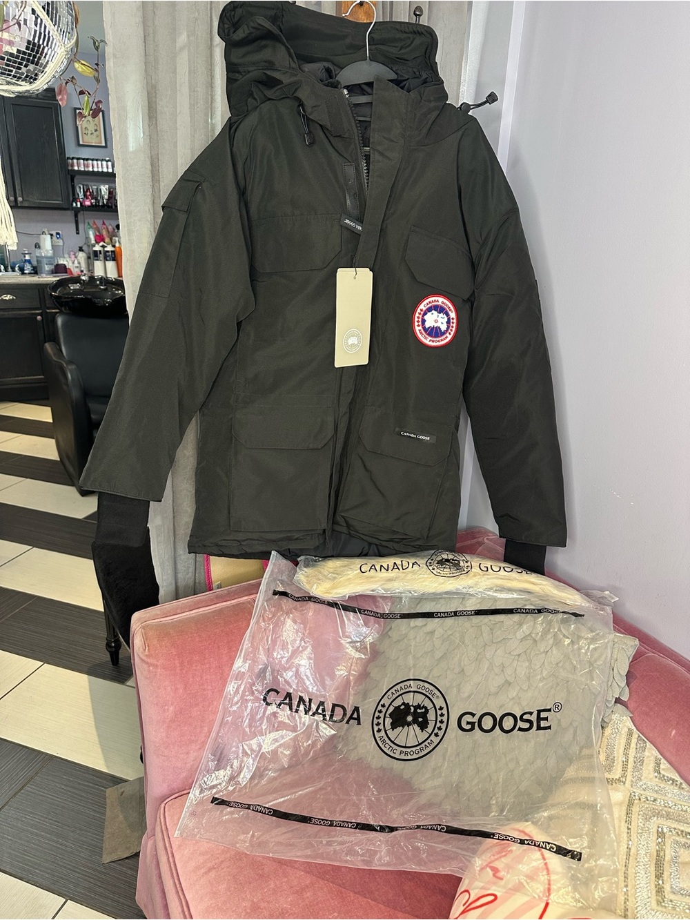Canada Goose Men's Dark Green Hooded Puffer Jacket